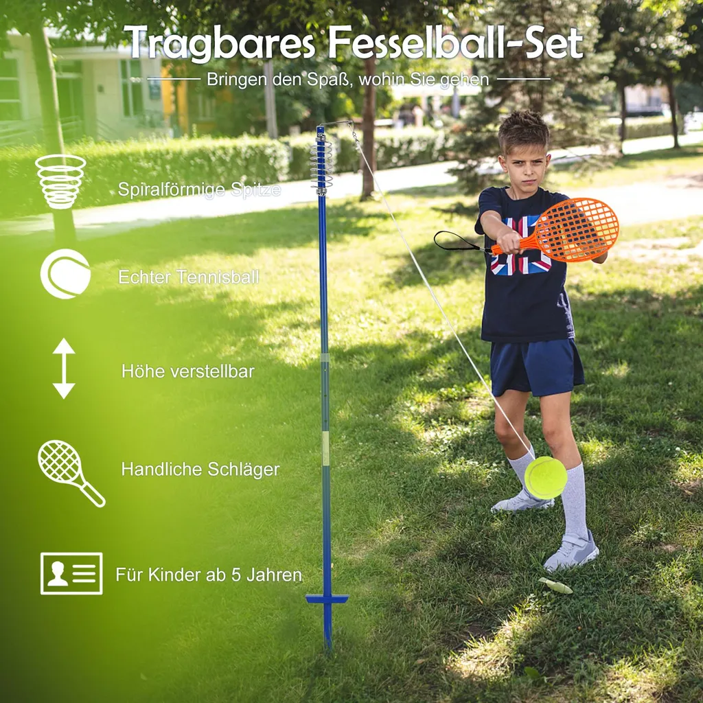 Jeu de Twistball et Tetherball Portable avec Raquettes, Réglable - 4