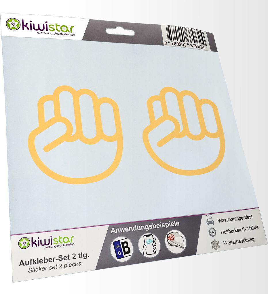 Kiwistar - 2x Kennzeichenaufkleber - creme - 21 mm Geballte Faust - Protest Hand - Autoaufkleber - Aufkleber für Auto, Laptop, Fahrrad, LKW, Motor...