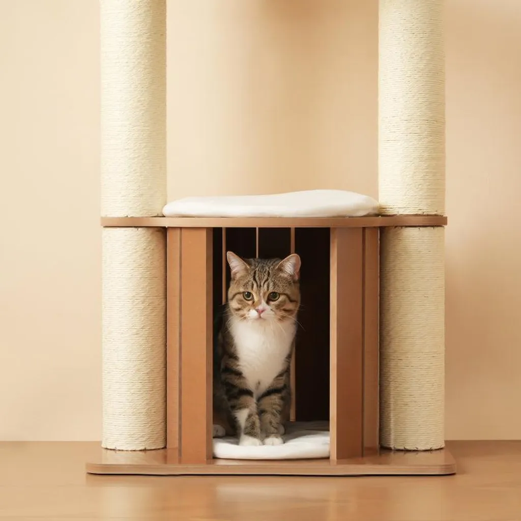Tour à griffer pour chat avec cachette et plateformes imperméables - 11