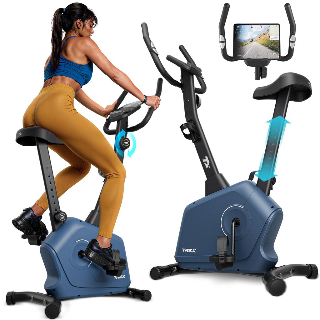 TREX SPORT Heimtrainer Fahrrad für Zuhause TX-380MB RIGON | Magnetisches Fitnessbike, leise | LCD Display, Pulsmesser, 8 Stufen, bis 120kg| Marine...