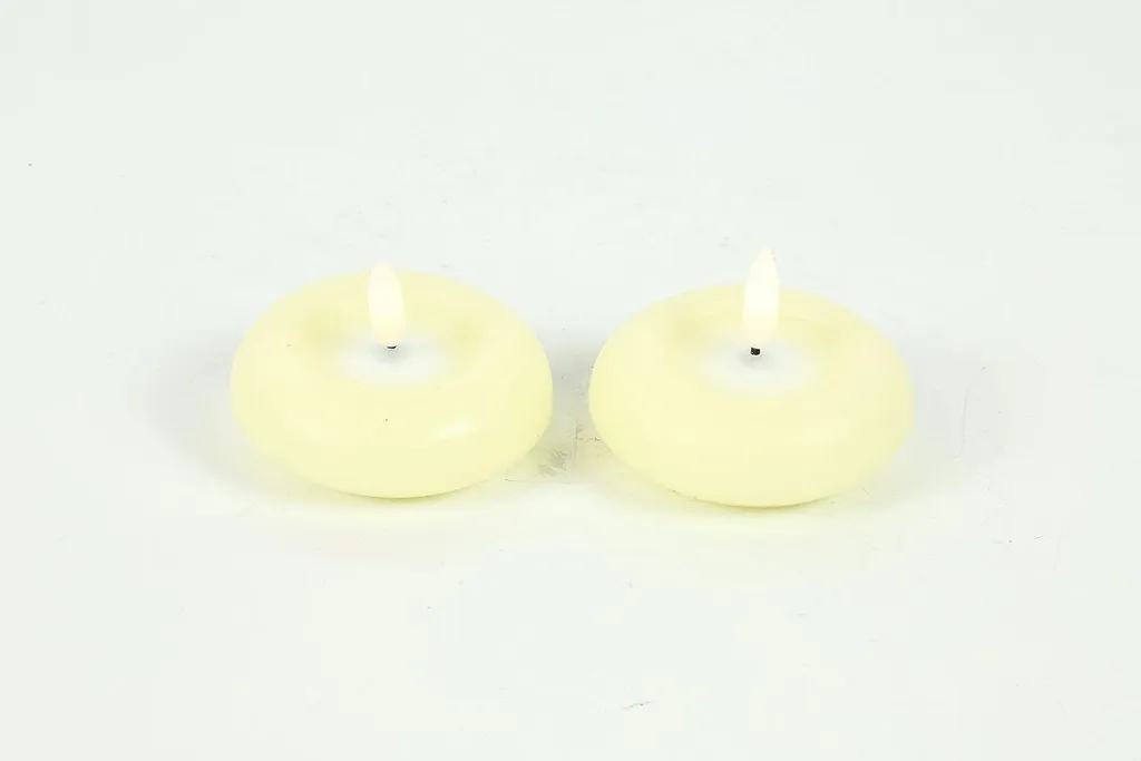 Bougies LED Flottantes 7,5cm Crème Sécurisées sans Cire ni Fumée - x2