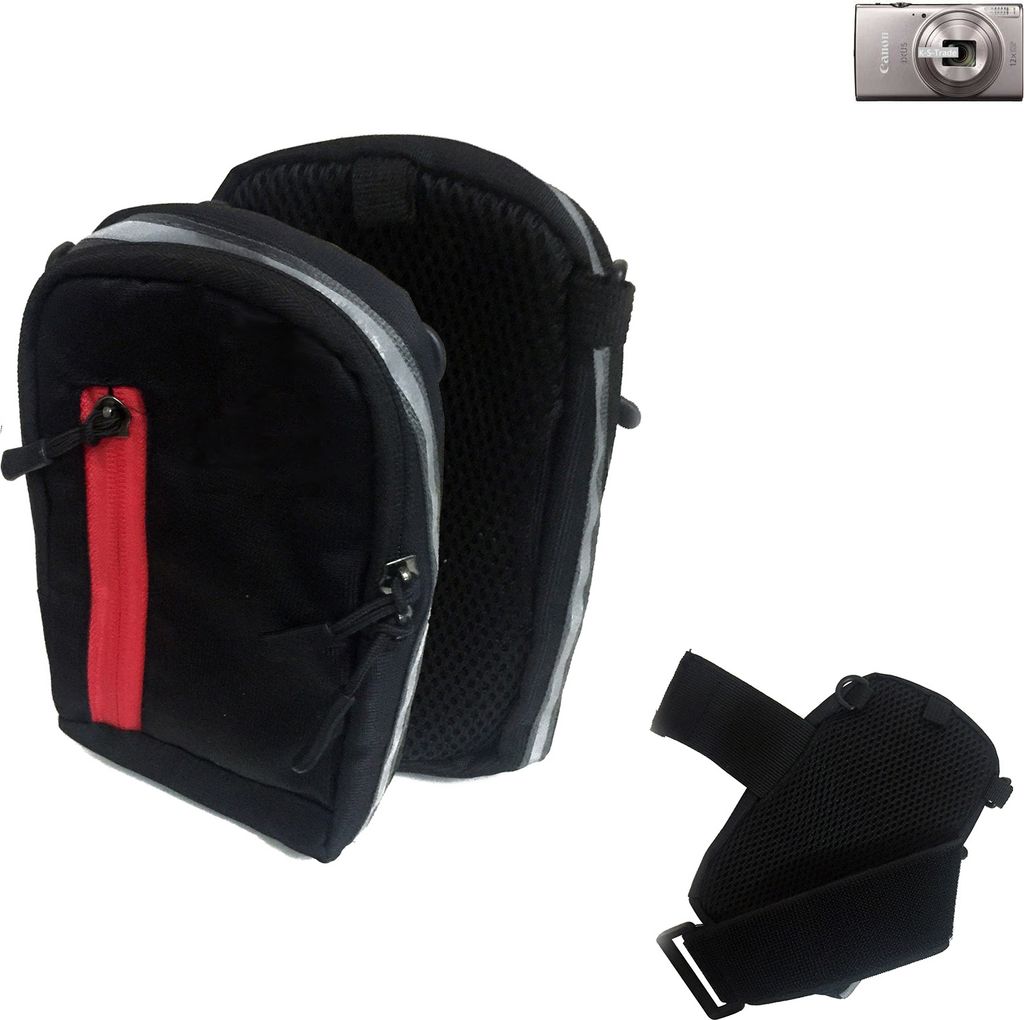 K-S-Trade Fototasche Kameratasche Gürteltasche Schutz Hülle kompatibel mit Canon IXUS 285 HS Case bag Stoßfest Holster schwarz 1x