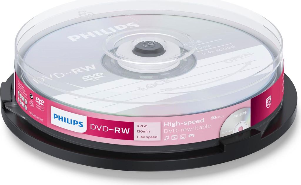 Philips DN4S4B10F - 10 x DVD-RW - 4.7 GB (120 Min.) 1x - 4x Zdjęcie produktu 