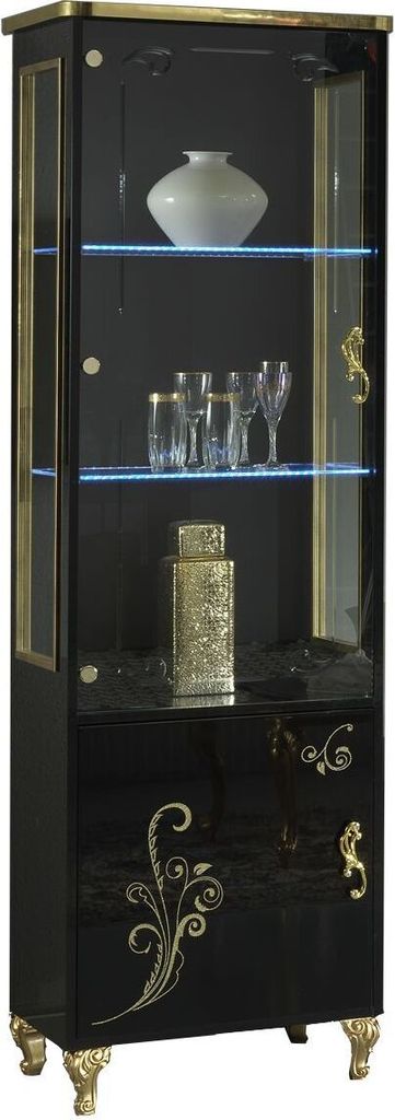 Vitrine Soffi 2-Türig in Schwarz/Gold