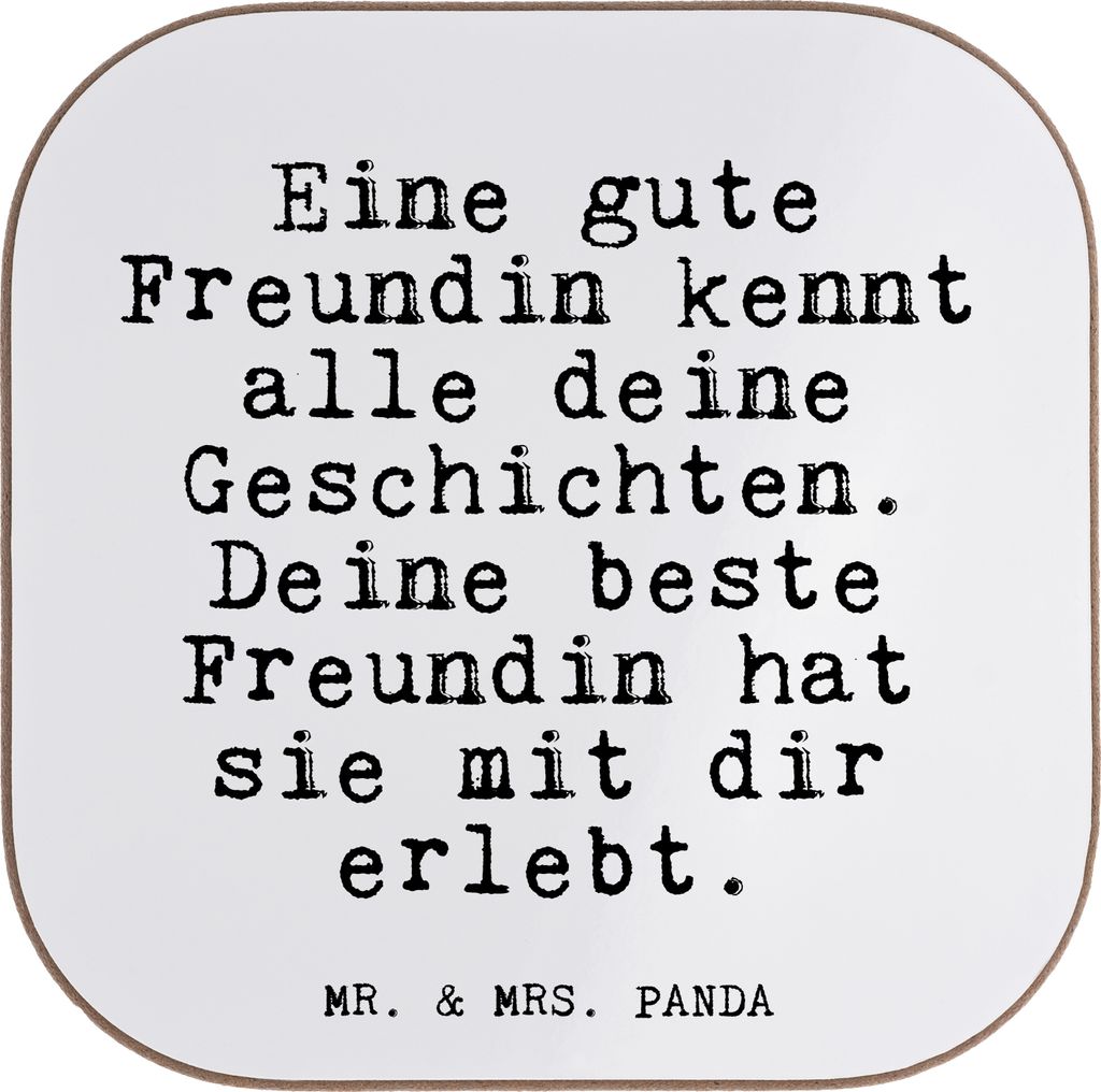 Mr. & Mrs. Panda Untersetzer für Gläser Eine gute Freundin kennt... - Weiß - Geschenk, bff, Getränkeuntersetzer, Glas, beste, Sprüche, Tischun...