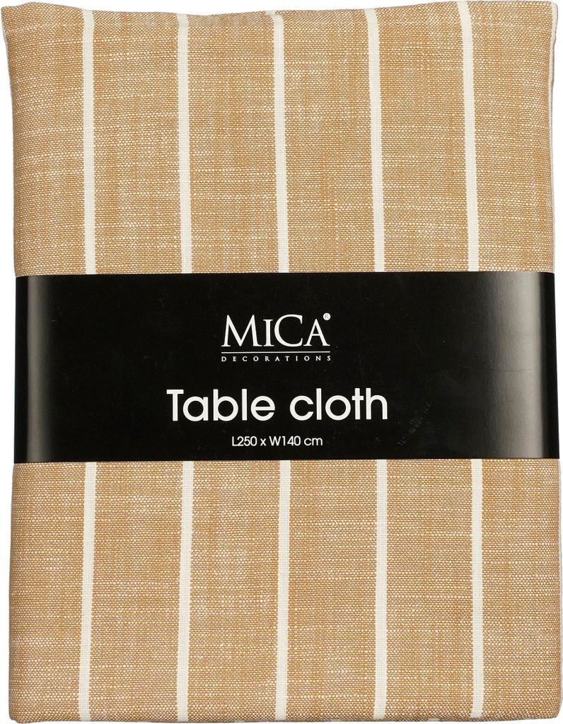 Mica Decorations Alivo Tischdecke - L250 x B140 cm - Baumwolle - Braun, Weiß