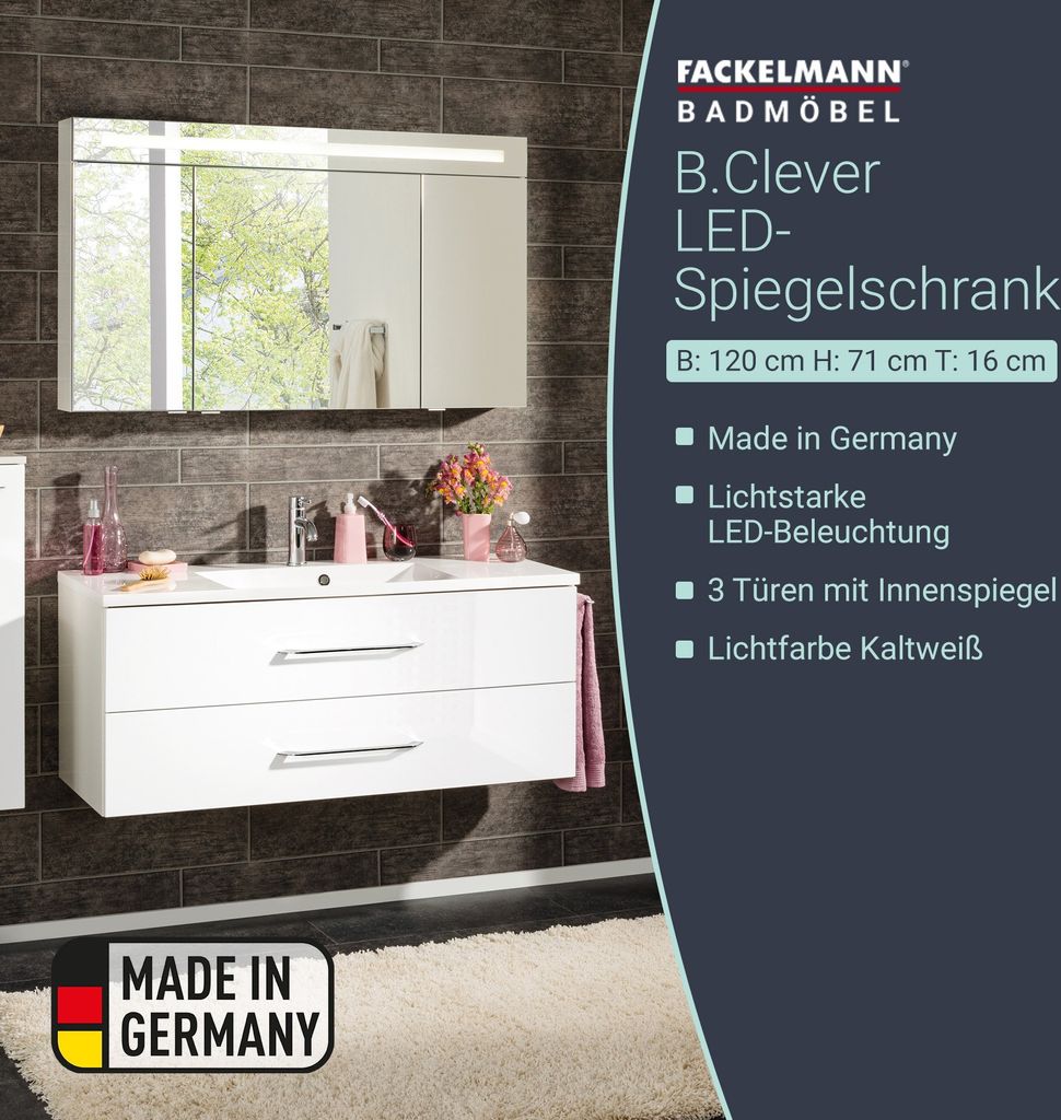 FACKELMANN Spiegelschrank B.CLEVER / dreitürig / Produktbild 