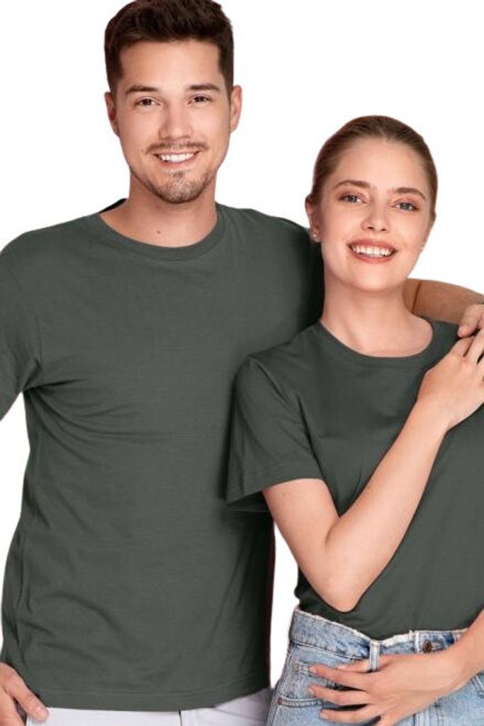 Leichtes Uni-T-Shirt aus Baumwolle, 100% Baumwolle, unbedruckt, einfarbig, 150g/m2, Farbe dunkler Schiefer, Größe S