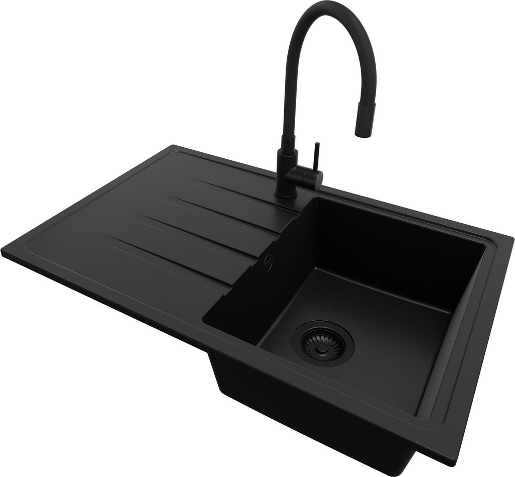 PRIMAGRAN Granitspüle Alles Schwarz 78x50cm, Spülbecken 1 Produktbild 