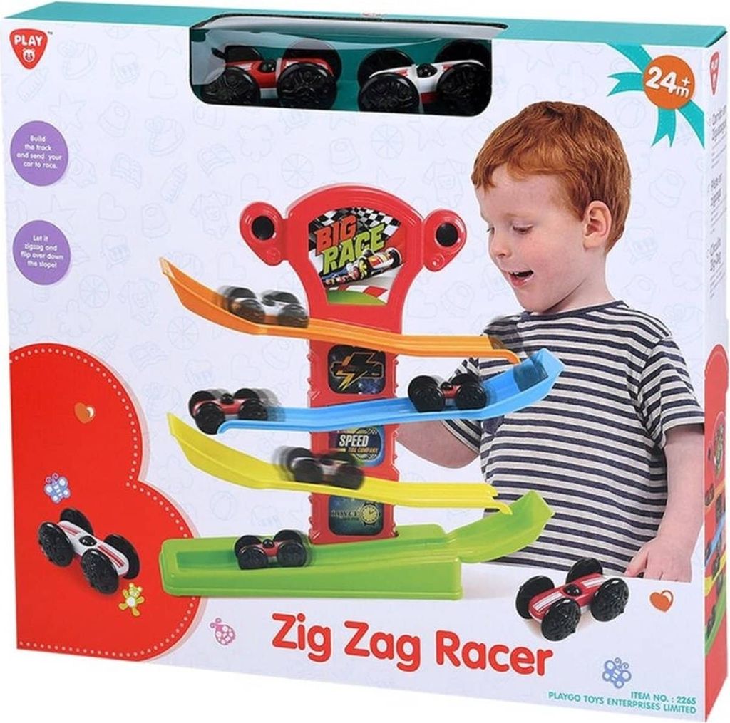 Playgo – Zick-Zack-Rennautobahn mit 2 Rennwagen