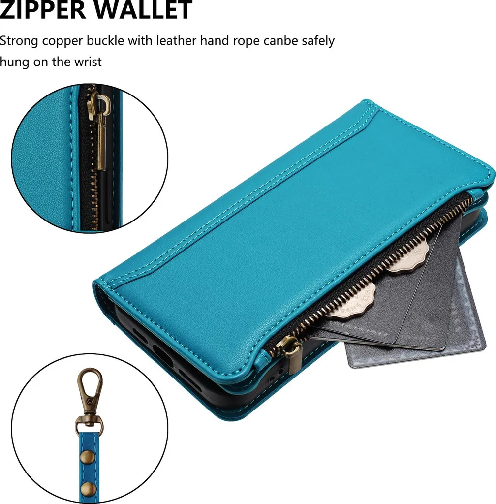 Custodia Business Fairphone 6 Blu Lago: Pelle Sintetica e Zip - 4