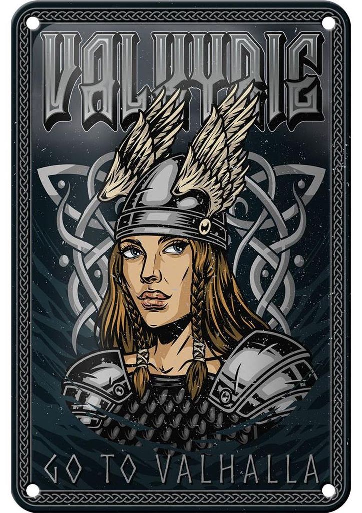 Blechschild Spruch 12x18cm Valkyrie go to Valhalla Wiking