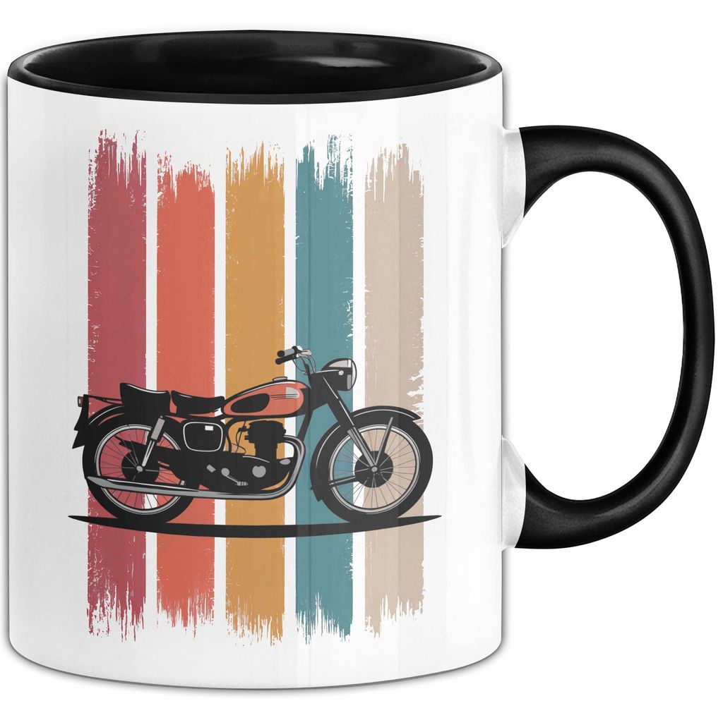 Retro Motorrad Tasse Geschenk Lustige Geschenkidee Spruch (Schwarz)