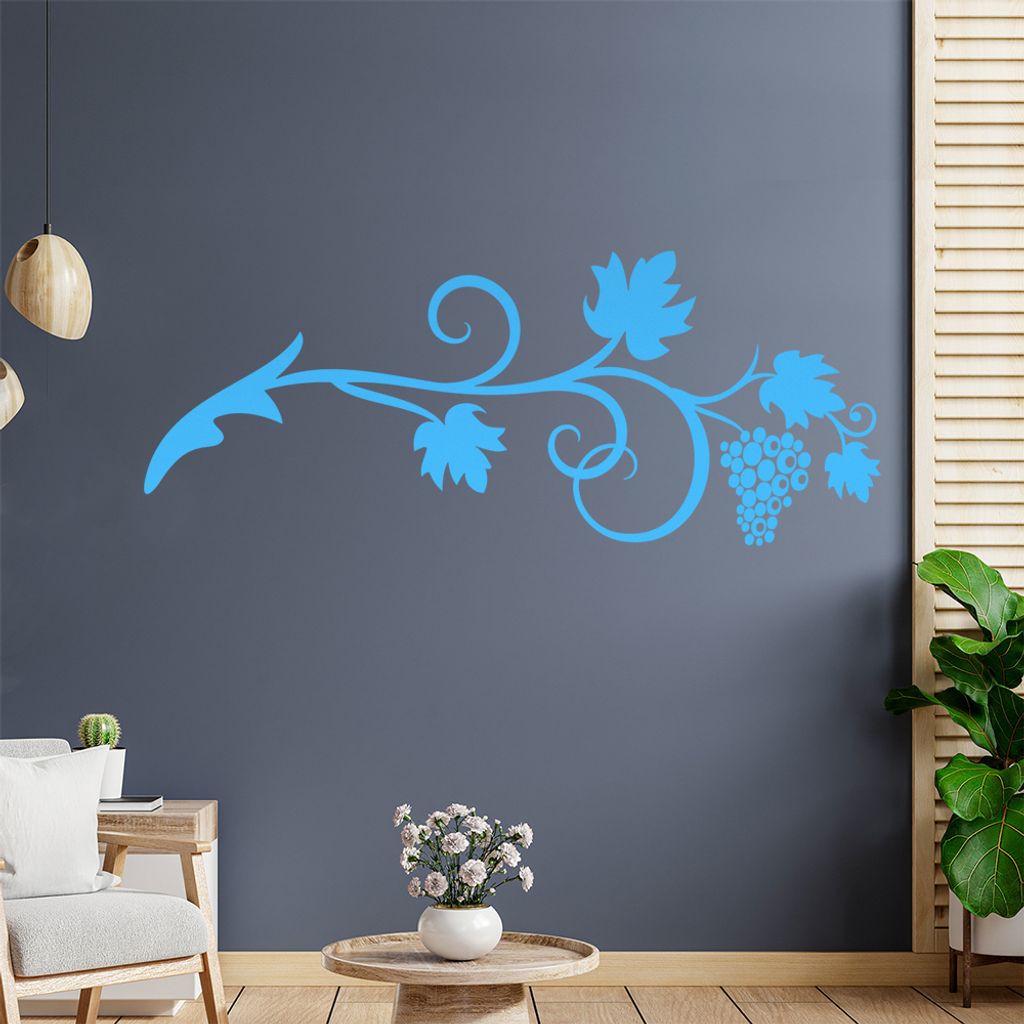 Blätter Blumen - Linien Wandtattoo in 6 Größen - Wandaufkleber Wall Sticker - Dekoration, Küche, Wohnzimmer, Schlafzimmer, Badezimmer