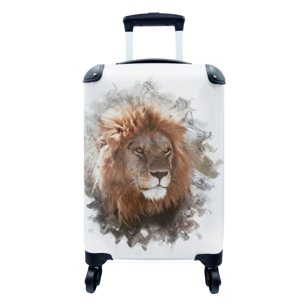 MuchoWow Koffer Handgepäck Trolley Rollkoffer Kleine Reisekoffer mit 4 Rollen - Löwe - Farbe - Farben - Cabin Size < 55x40x23 cm & 55x40x20 cm ...