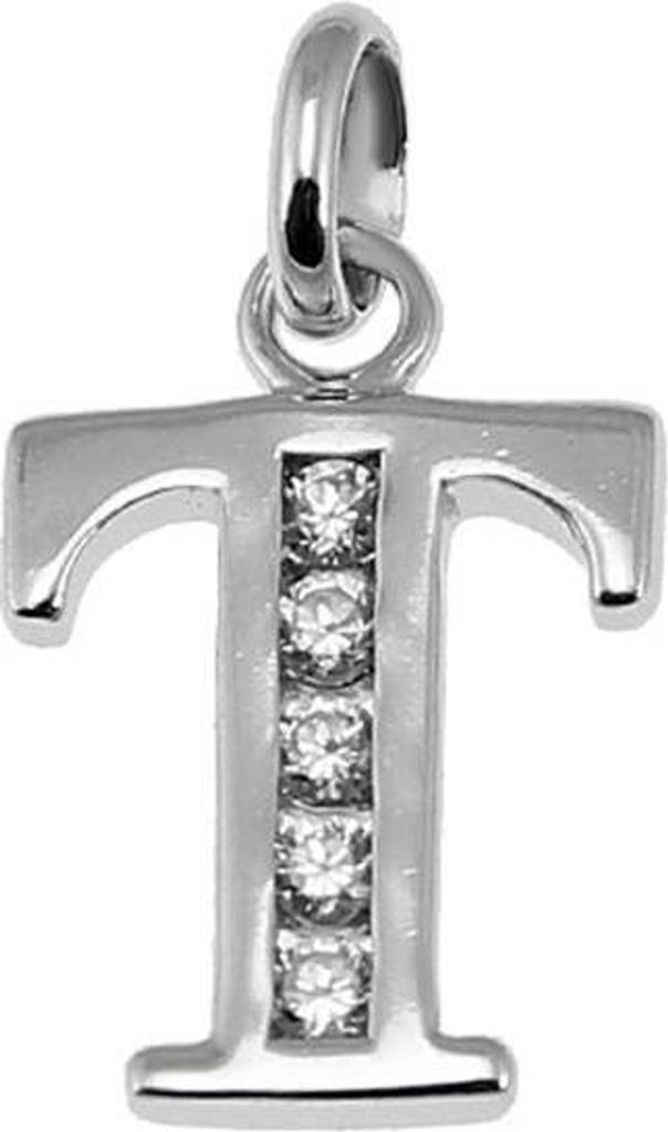 925 Sterling Silber Einhänger Ketten Anhänger Buchstabe mit Zirkonia T 5140