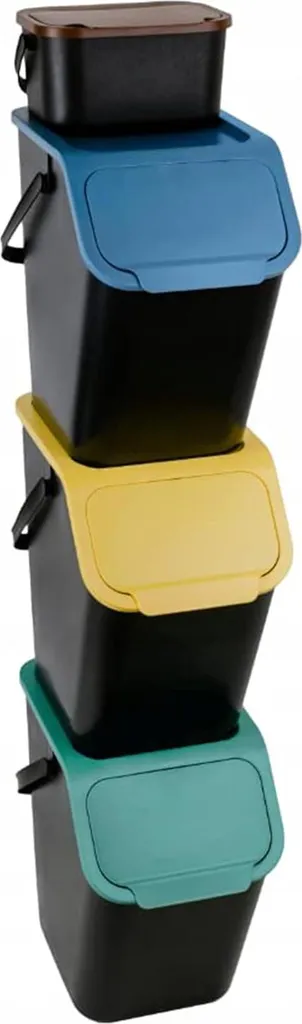 Poubelle de tri 25L anti-odeur avec clips de verrouillage : lot de 4