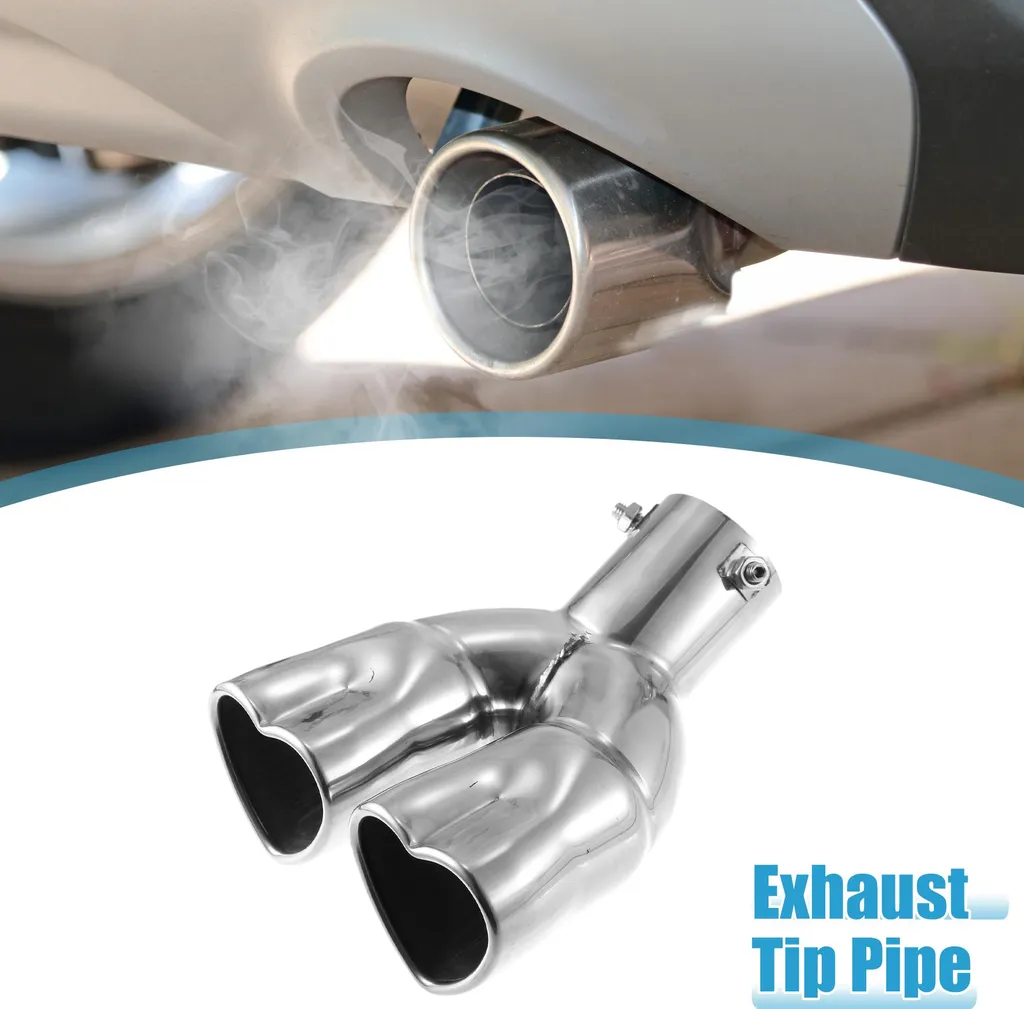 Embout Échappement Cœur Métal Argenté - Boulonné Double Sortie