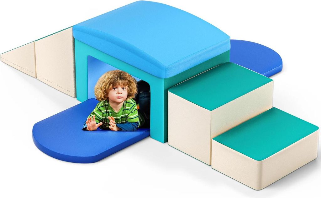 Schaumstoff-Kletterblöcke für Kinder - Indoor Hindernisparcours - Montessori - Latexschaum - Für Kleinkinder - Motorikförderung - Blau