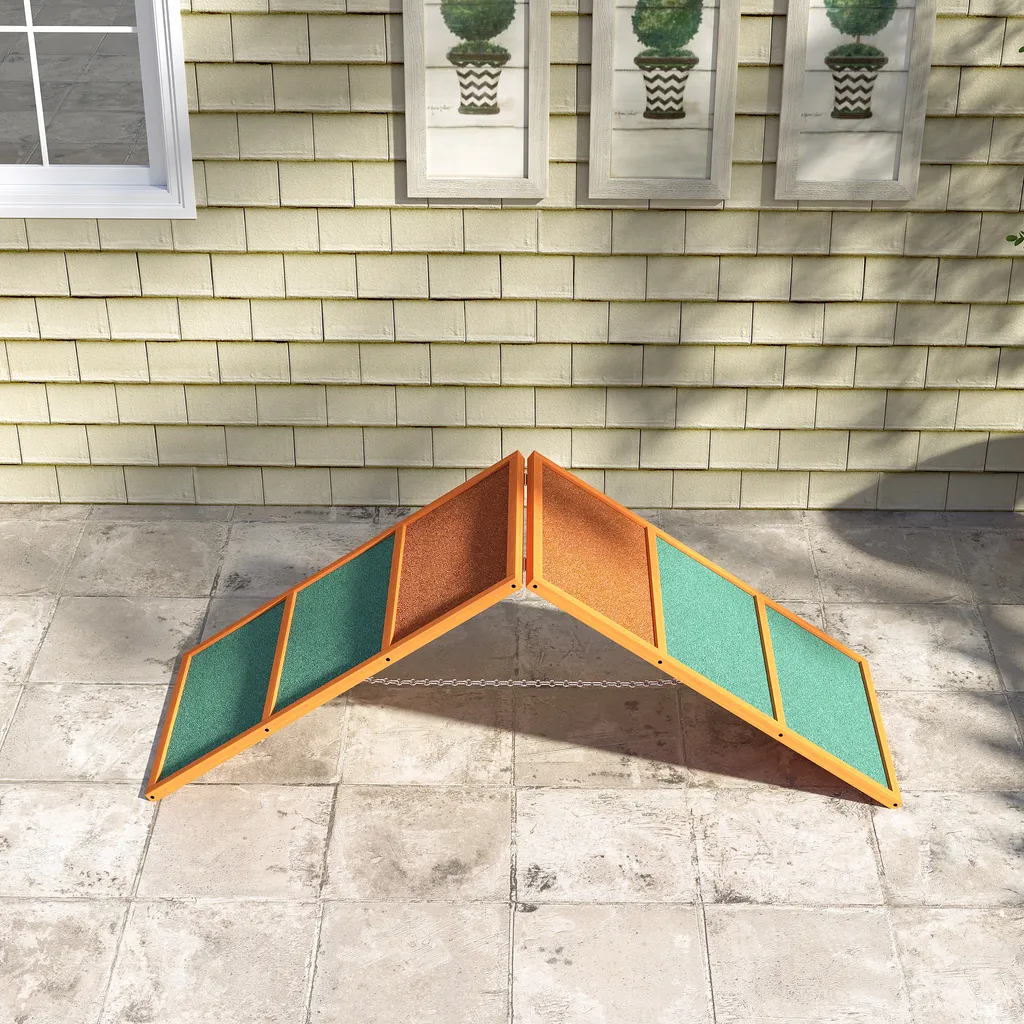 PawHut ponte di agilità per cani attrezzatura di agilità per cani con ponte pieghevole, superficie antiscivolo regolabile in altezza attrezzatura di agilità per giardino, 173 x 59 x 66 cm, arancione - 7