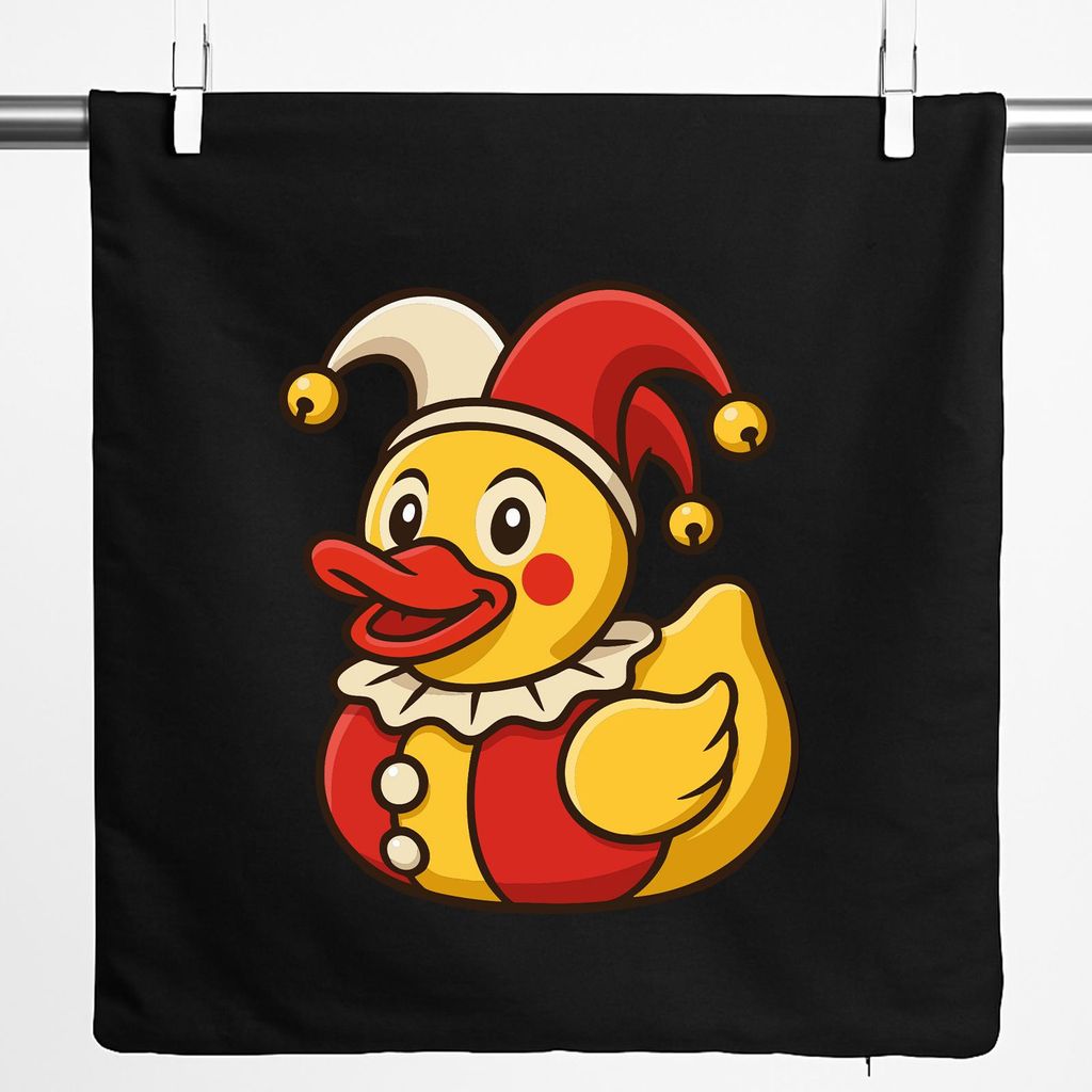 Huuraa Kissenbezug Quietscheente Joker Gummiente Hofnarr 40x40cm Black Baumwolle Dekokissenbezug Geschenkidee