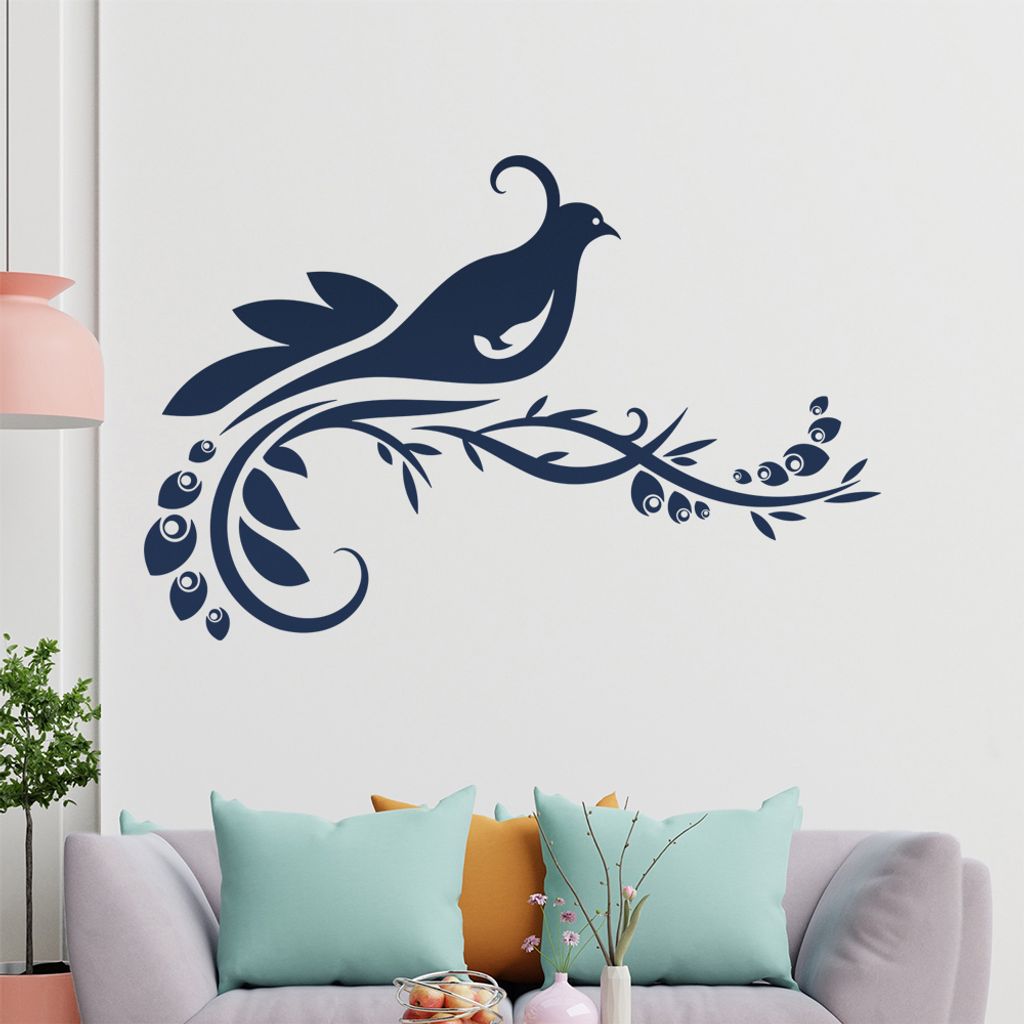 Vogel Ranke Blüte Wandtattoo in 6 Größen - Wandaufkleber Wall Sticker - Dekoration, Küche, Wohnzimmer, Schlafzimmer, Badezimmer