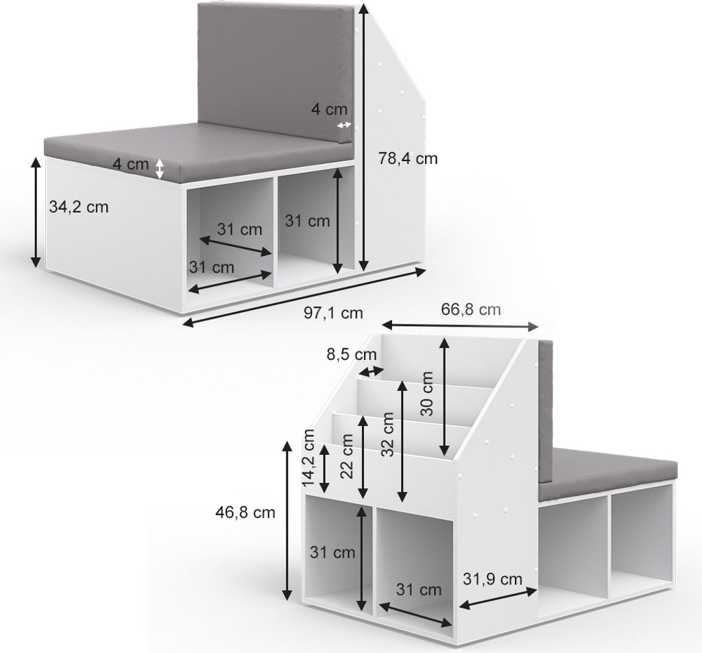 Vicco Kinderregal Onix, 97.1 x 78.4 cm, Weiß Produktbild 3