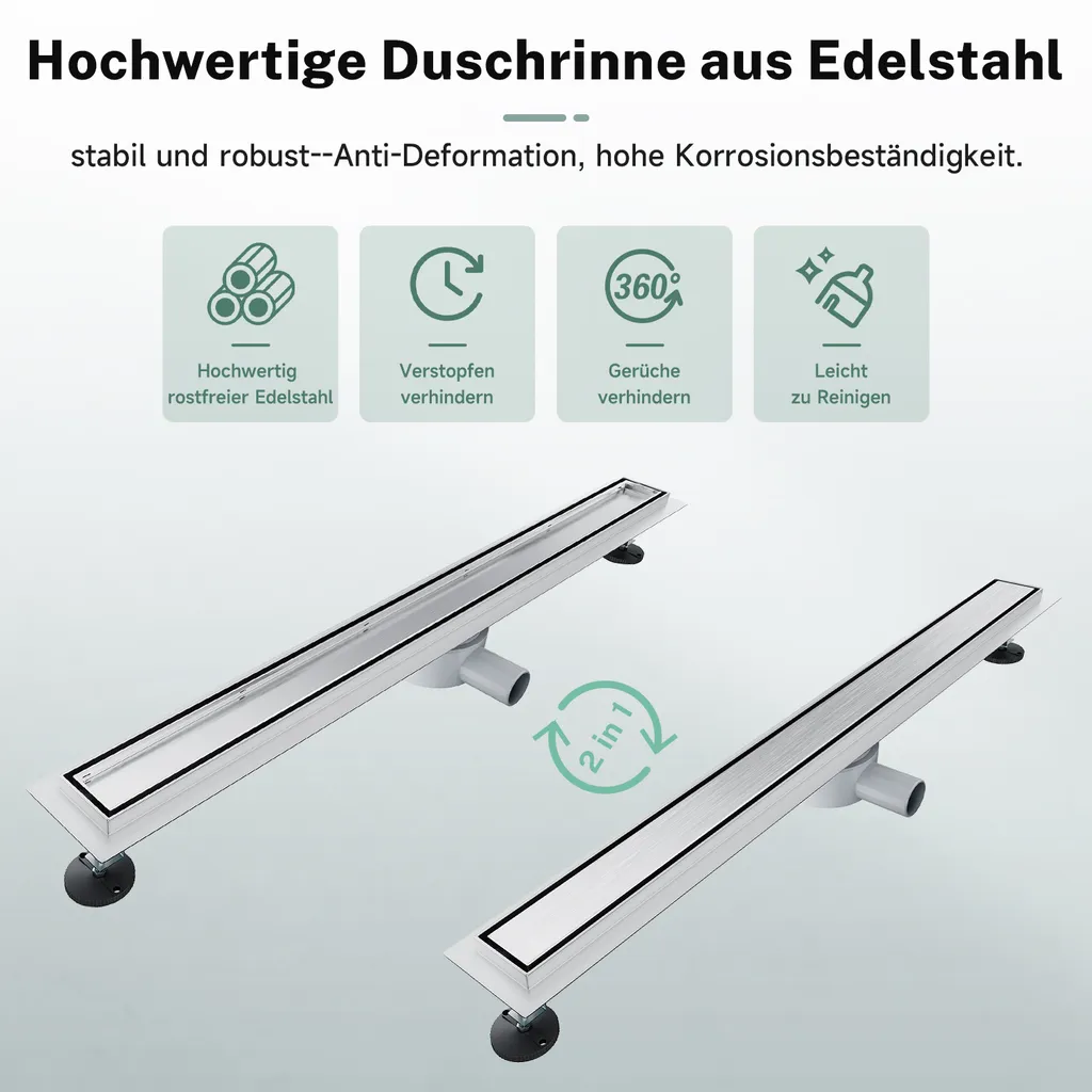 Canaletta Doccia 70 cm SONNI Inox 304 | Design 2 in 1 Invisibile - 4