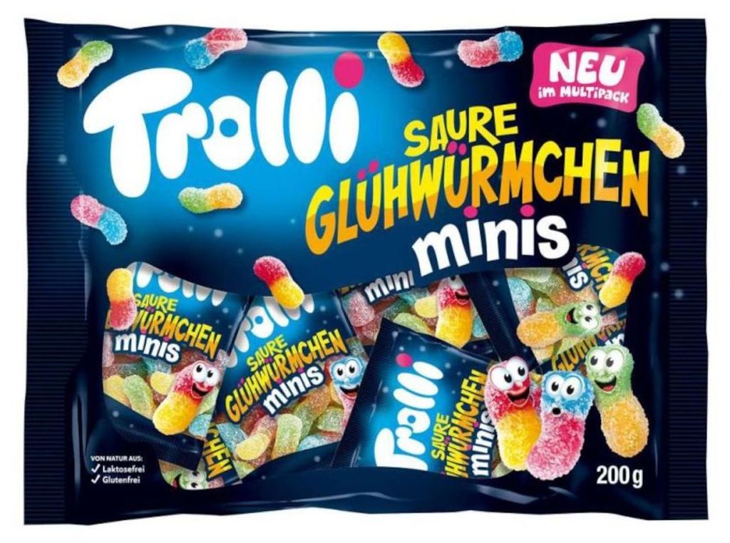 Trolli Sour Glowworms Minis, Měkké sladkosti, 200 g, Třešeň Obrázek produktu 