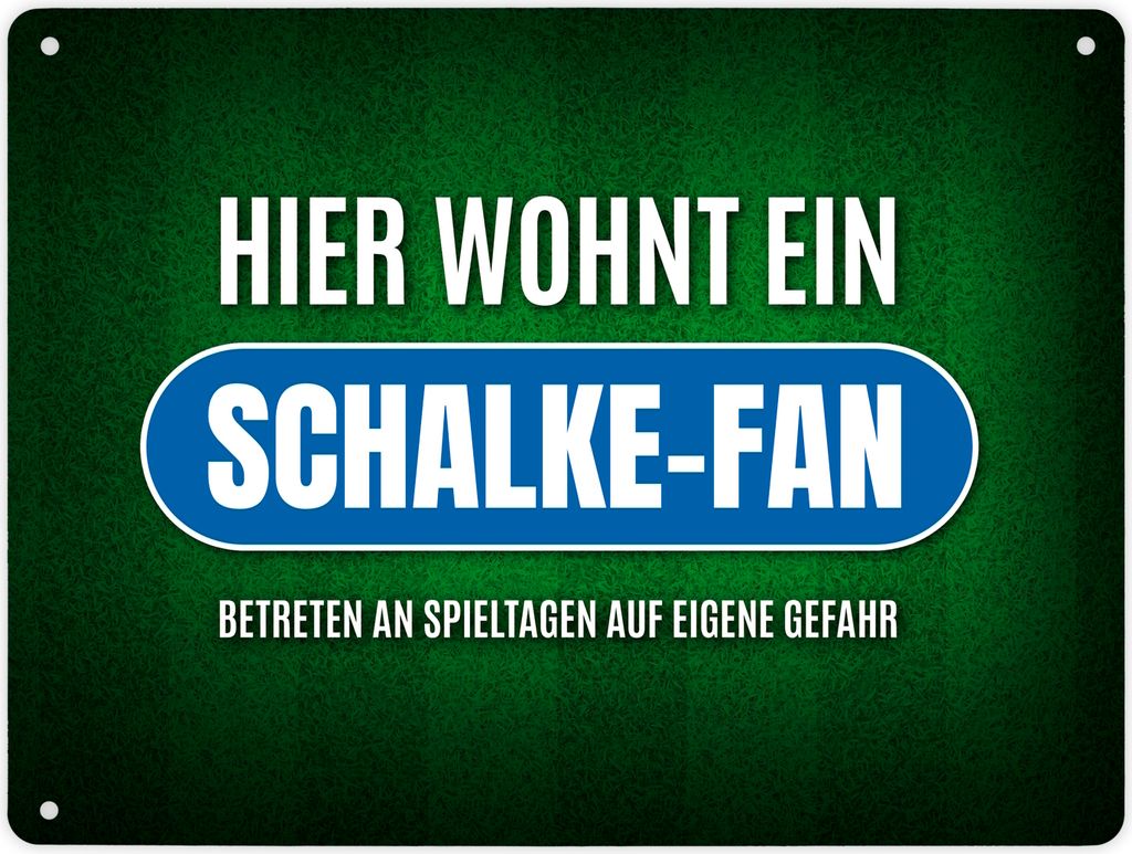 Metallschild XL mit Spruch: Hier wohnt ein Schalke-Fan Produktbild 