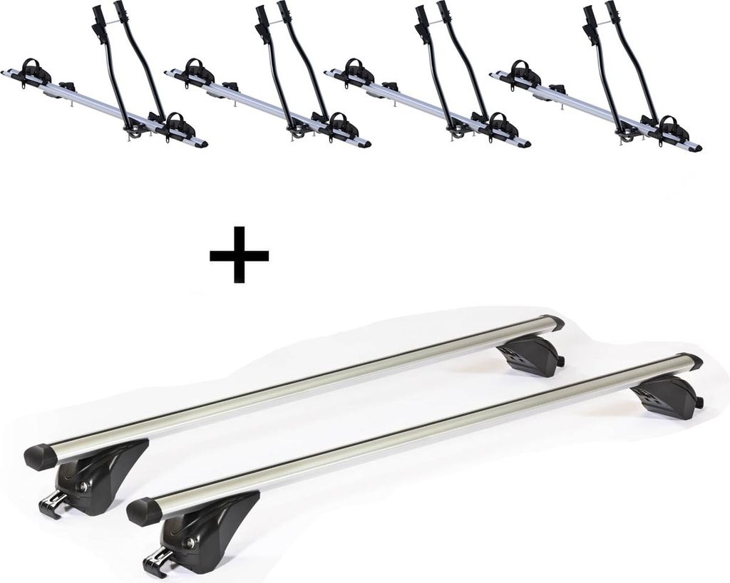 4x Fahrradträger SAGITTAR + Dachträger/Relingträger VDP KING1 kompatibel mit für Dacia Lodgy (5 Türer) ab 12