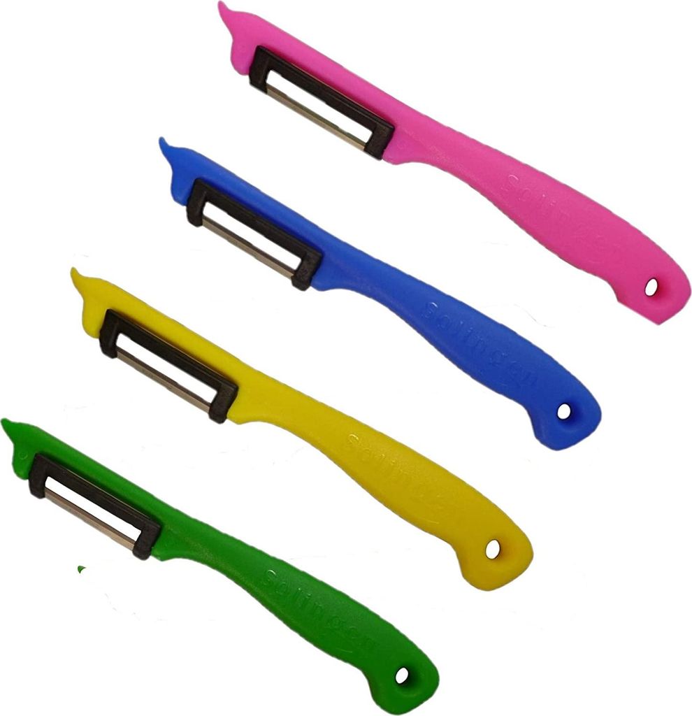 NEUSTANLO Spargelschäler Obst- und Gemüseschäler Solingen Pendelschäler Sparschäler für Links- und Rechtshänder (4 Stück Bunt)