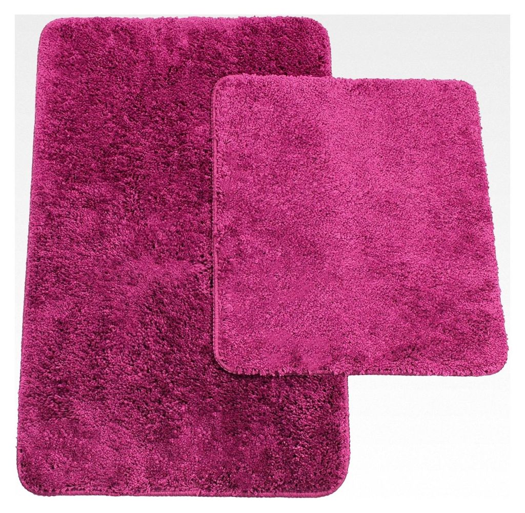 Badematten 2-teiliges Set: Badvorleger ca. 50/80 cm und WC-Vorleger ca. 45/50 cm - Farbe: Lila