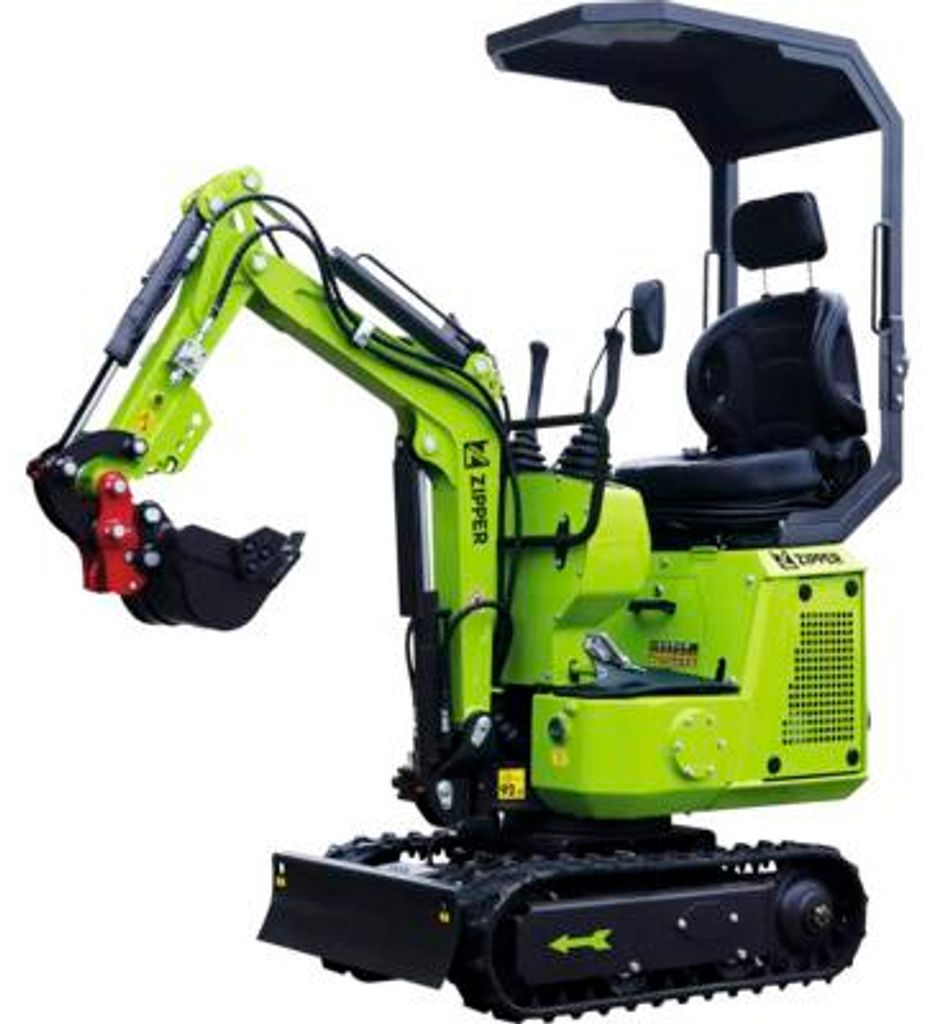 Minibagger Zipper ZI-MBGS660 6,8 kW inkl. Palettengabeln, Rechen, Böschungslöffel, Daumen, Schnellwechsler und Deckel fü