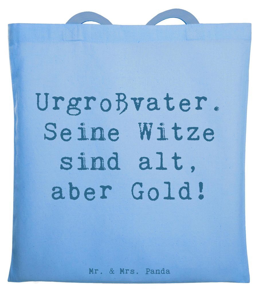 Mr. & Mrs. Panda Tote Bag Spruch Urgroßvater Witze - Sky Blue - Geschenk, Handarbeit, dokumententasche, alt aber Gold, Ahnen, persönliche Erinner...