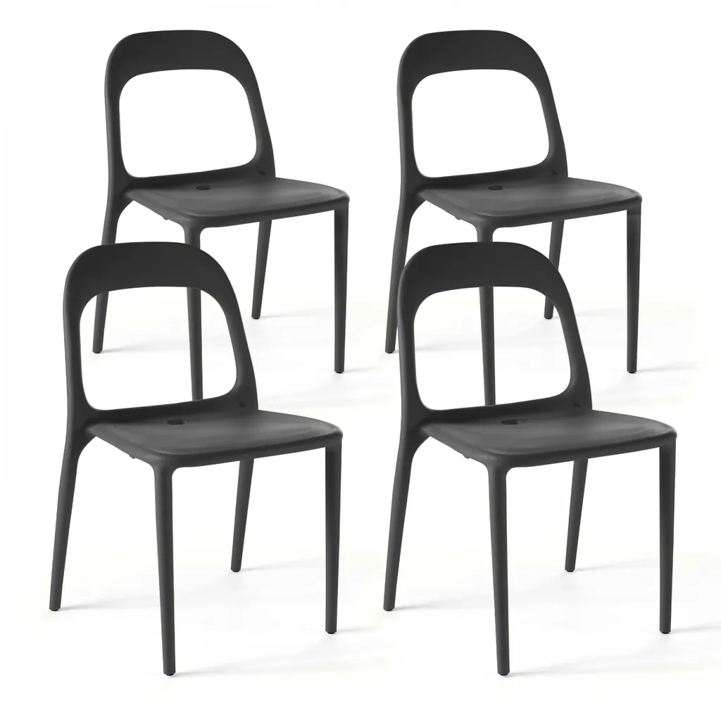 Chaises noires en plastique Oviala Milan : confort et entretien facile