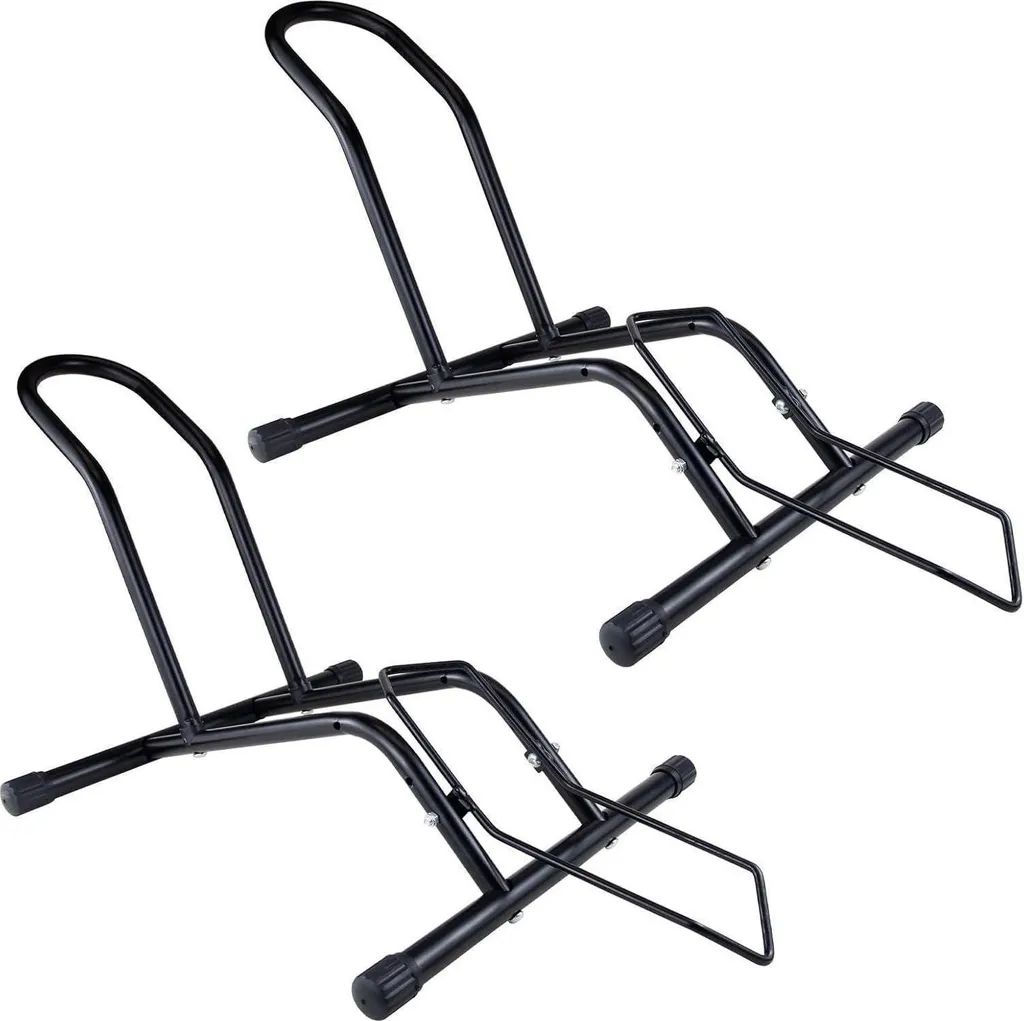 Range Vélo Garage et Intérieur Double Support de Sol Noir