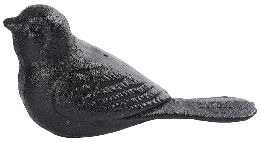 Butée de porte robuste en fonte Oiseau noir - Arrêt de porte vintage 15cm