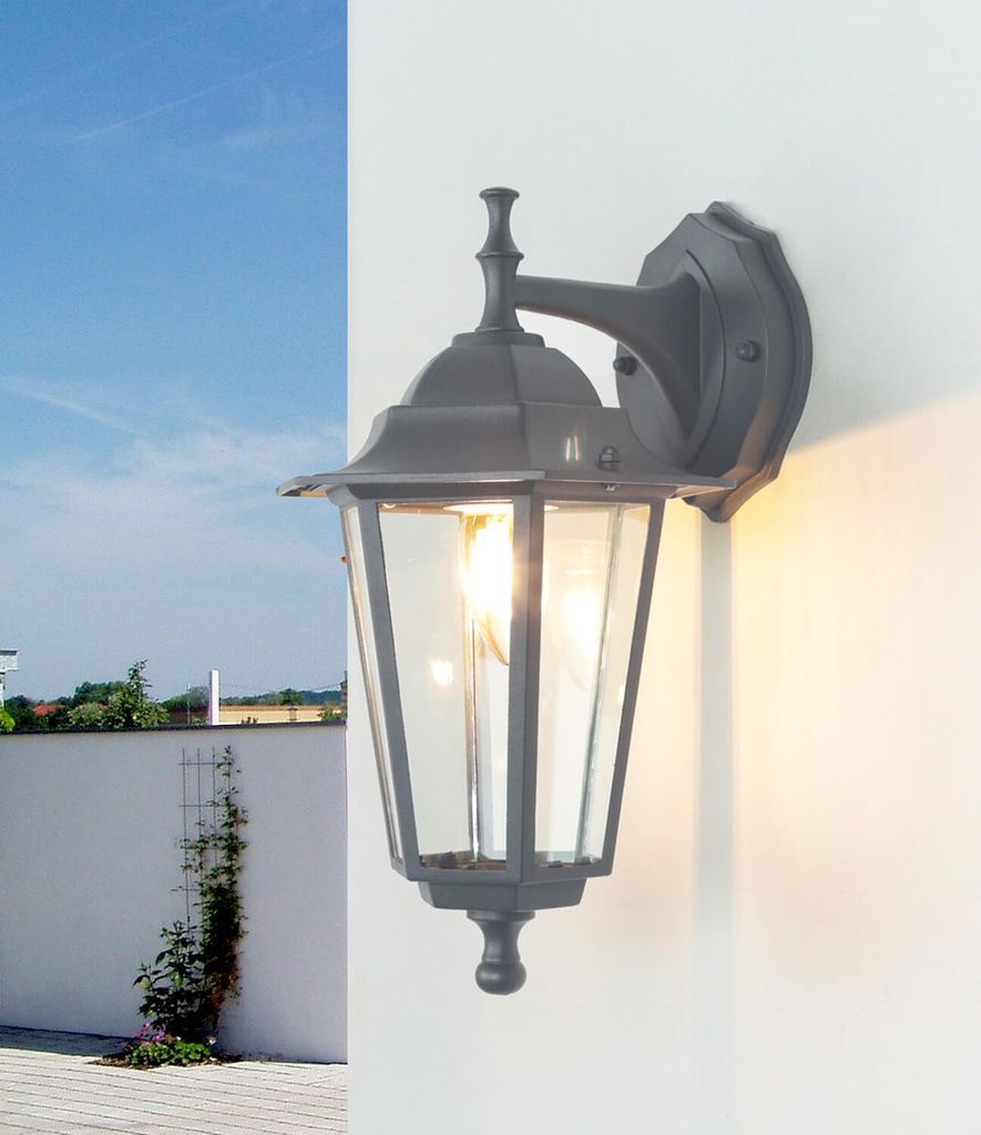 Außenwandlampe Anthrazit Aluminium Glas Rustikal Wandleuchte Beleuchtung Garten Hof Tür Balkon