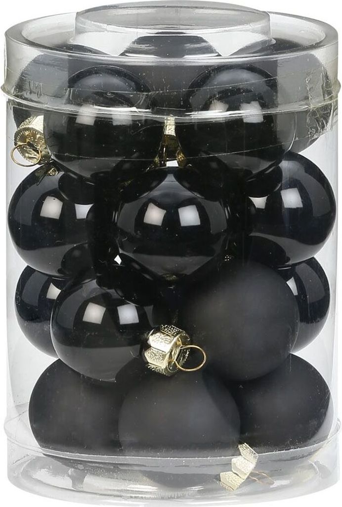Weihnachtskugeln Glas 3cm, 20 Stück, Farbe:schwarz glanz / Produktbild 1