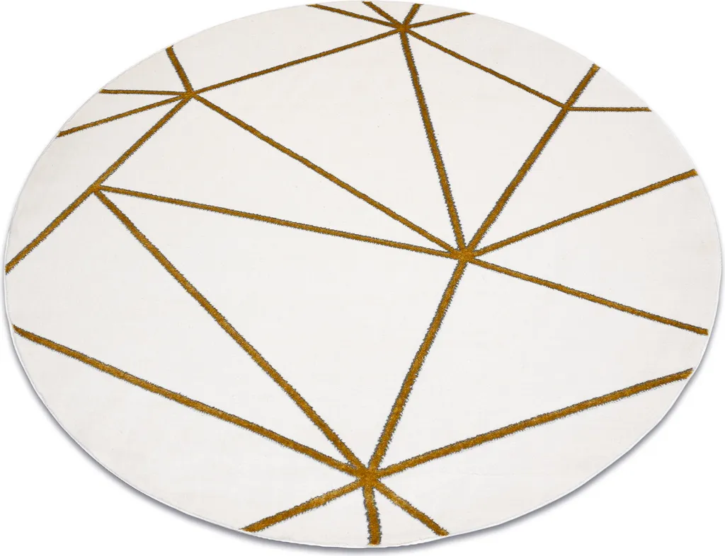 Tapis rond EMERALD 1013 exclusif design géométrique crème et doré 200cm