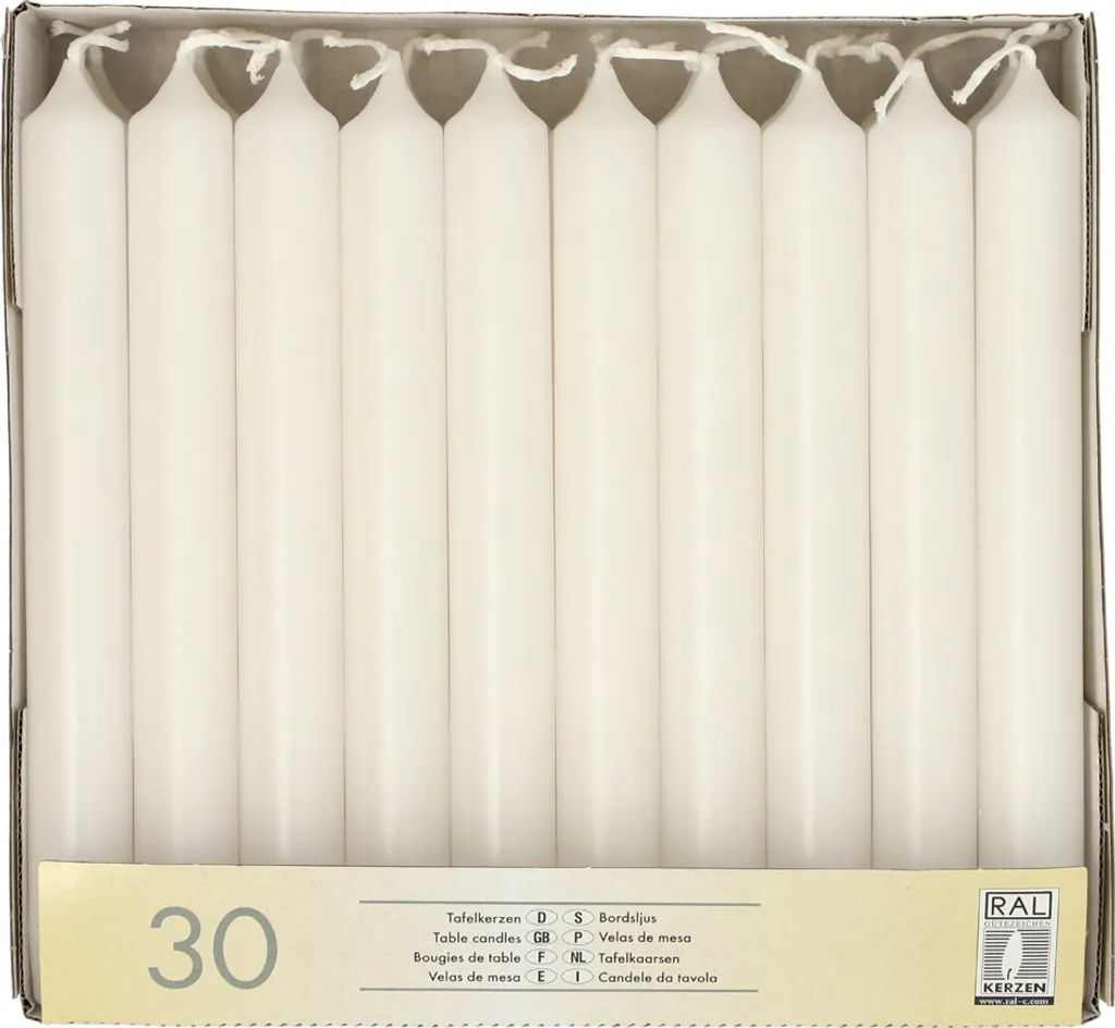 Bougies pour Décoration de Mariage et Dîner - Lot de 30 Blanches 21mm