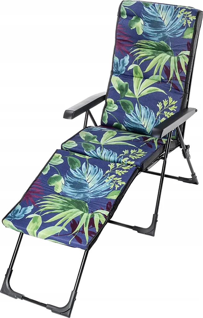 Transat de Jardin Pliable avec Repose-pieds Réglable et Coussin Confort