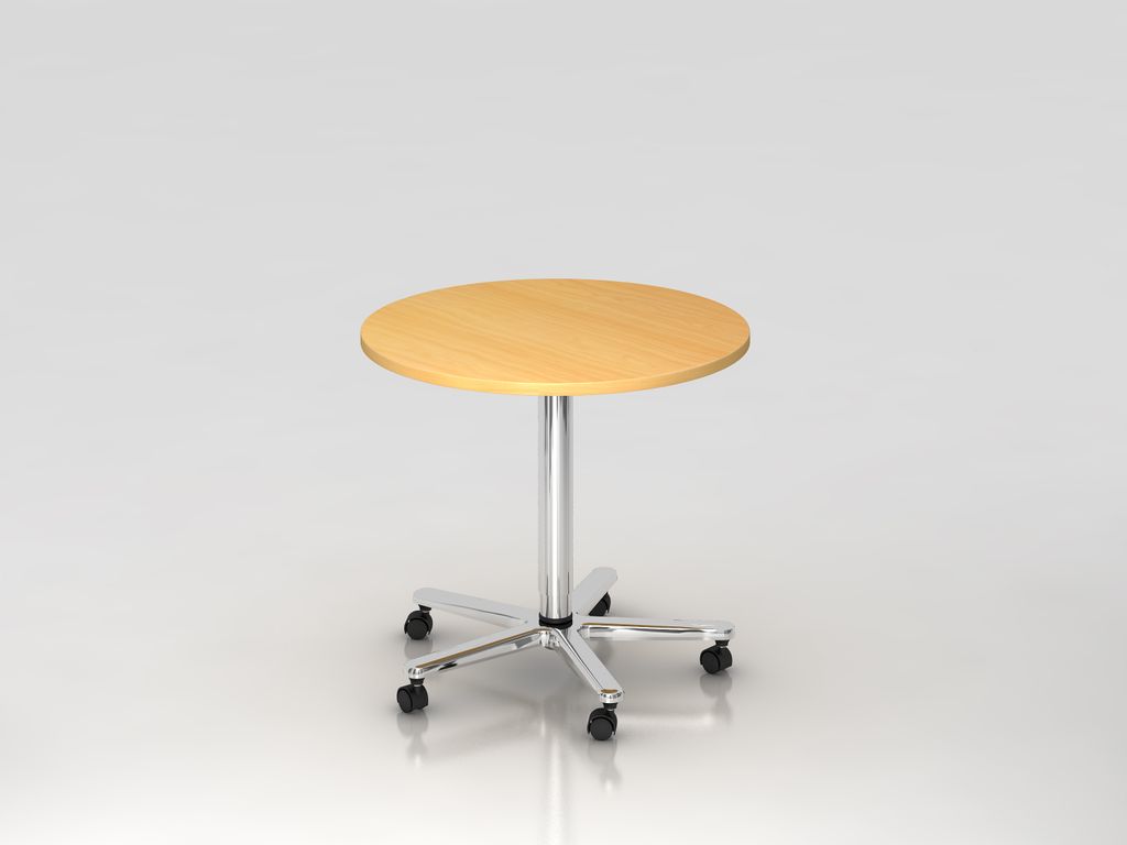 Hammerbacher Säulentisch Buche/Chrom D800mm H720-1140mm