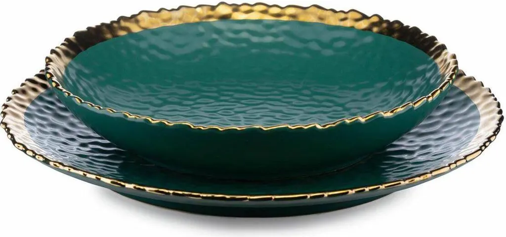 Vaisselle en Céramique Durable : 8 Assiettes Vertes Anti-Rayures