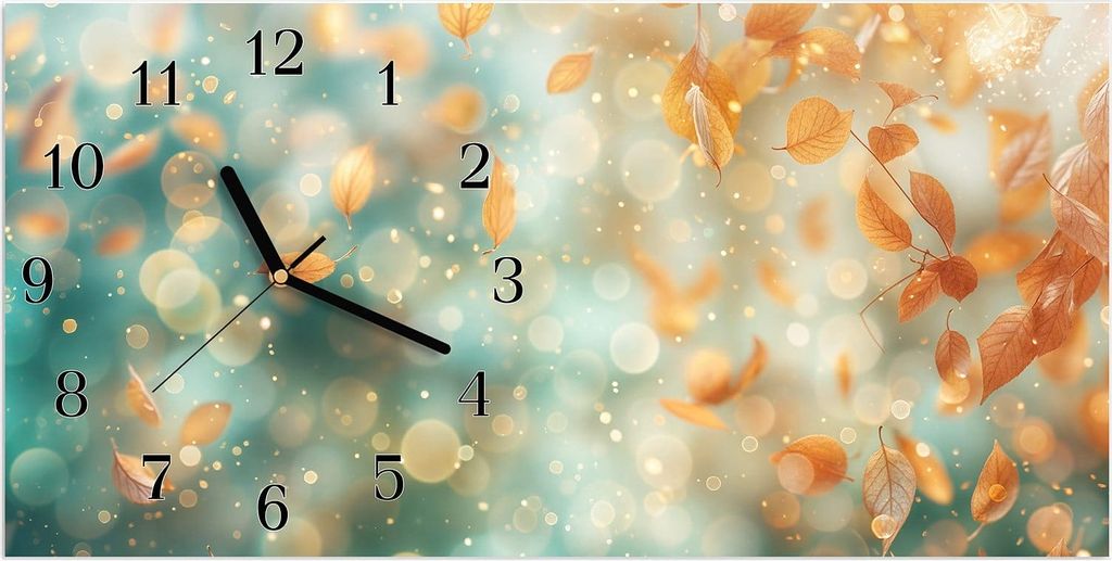 Wanduhr aus Glas mit Motiv Herbstblätter Traum- 60 x 30 cm - inkl. Aufhängesystem