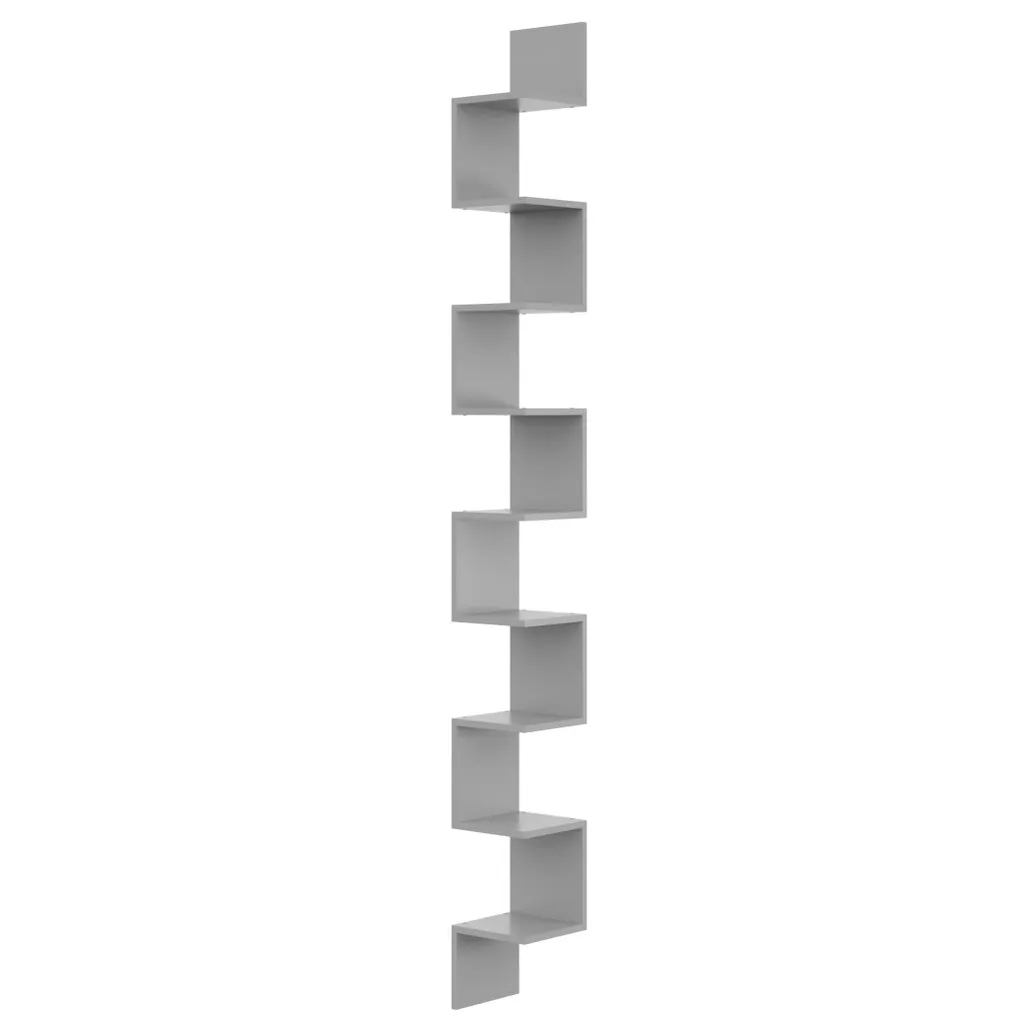 Grande étagère murale d'angle MEGA Gris, meuble de rangement suspendu chic - 2