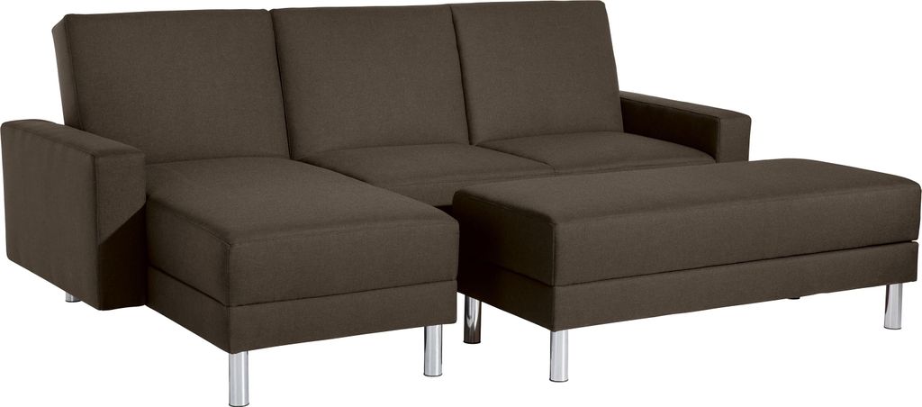 Max Winzer Funktionssofa mit Hocker Just Fashion - Flachgewebe braun - Maße: 230 x 144 x 92 cm