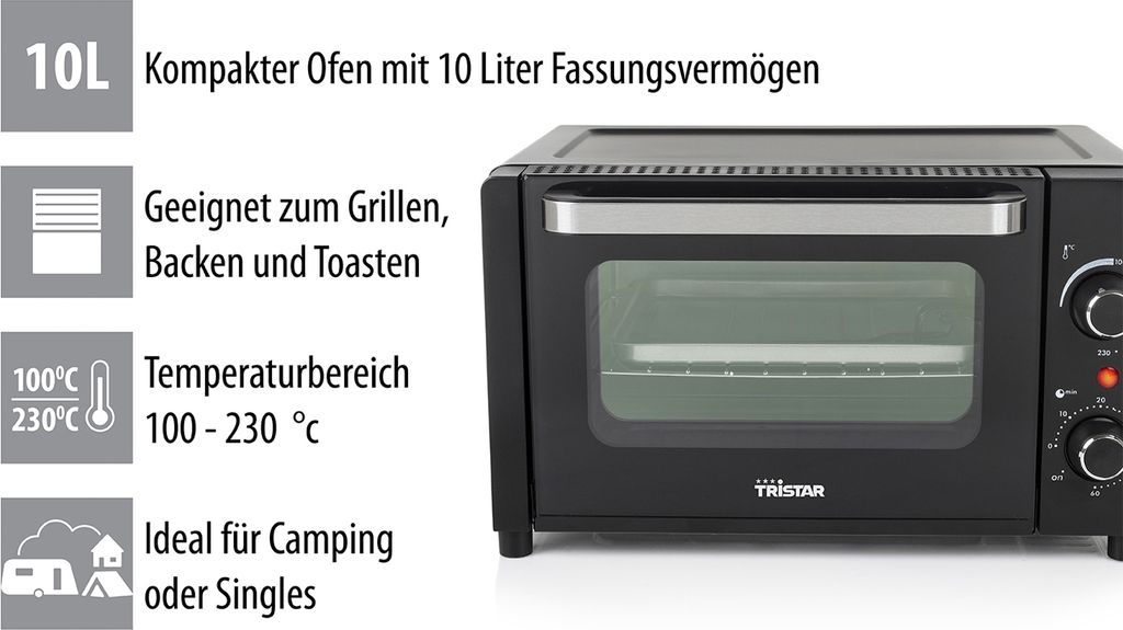 Tristar OV-3615 Mini rúra - 10 l - Čierna - Voľne stojaca - Obrázok produktu 