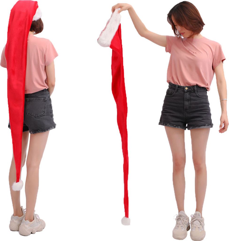 Langer Weihnachtsmannhut Für Erwachsene & Kinder – Extra Lange Elfenmütze Aus Plüsch Für Party & Cosplay (155 Cm)